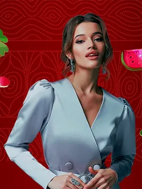 Spinstralia Casino Australia Spinstralia hostess on the red Spinstralia pattern from the casino promotions
